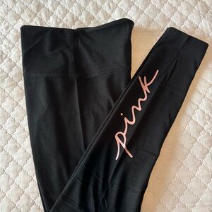 PINK Victoria's Secret Black Leggings with Pink Logo